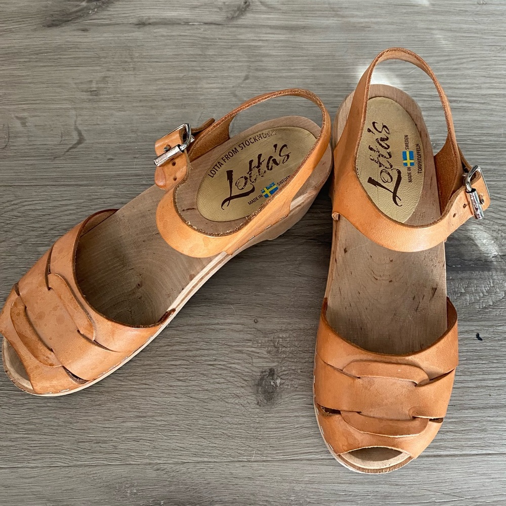 Lotta’s Peep Toe Swedish Leather Clogs